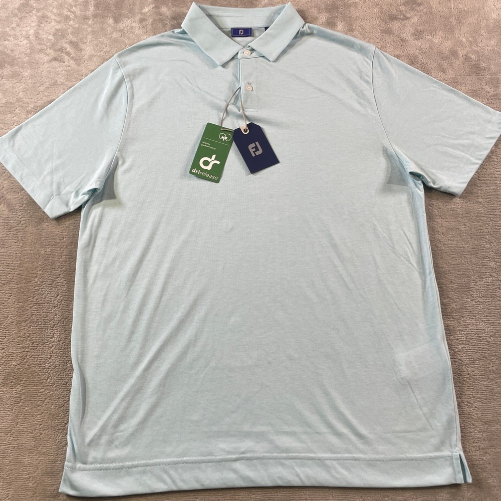 FootJoy Polo Shirt Mens Medium Seafoam Drirelease Golf Light Preppy Minimalist